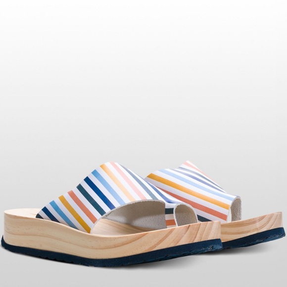 NWOT Free People Striped Woodlands Platform Clog Sandal - Picture 3 of 11